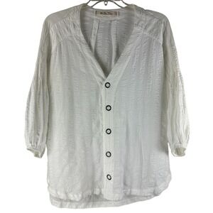 We The Free People L White Gauzy Beach Cover Boho Blouse  Jacket  Cottagecore